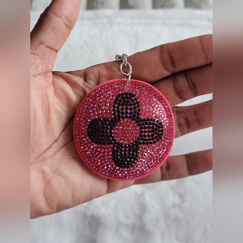 Pink Designer Keychain Set Luxury Iconic Logo Bag Charm Set